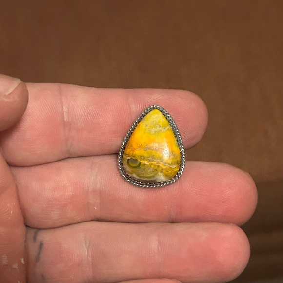 STERLING SILVER NATIVE AMERICAN SIGNED NEW HAND MADE BUMBLEBEE JASPER RING SZ 6 - Picture 7 of 11